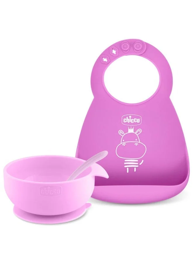 Chicco Chicco Easy Start Silicone Weaning Food Set 6m+, Pink